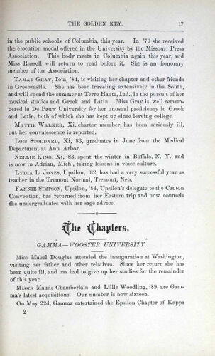 The Chapters: Gamma - Wooster University, June 1885 (image)